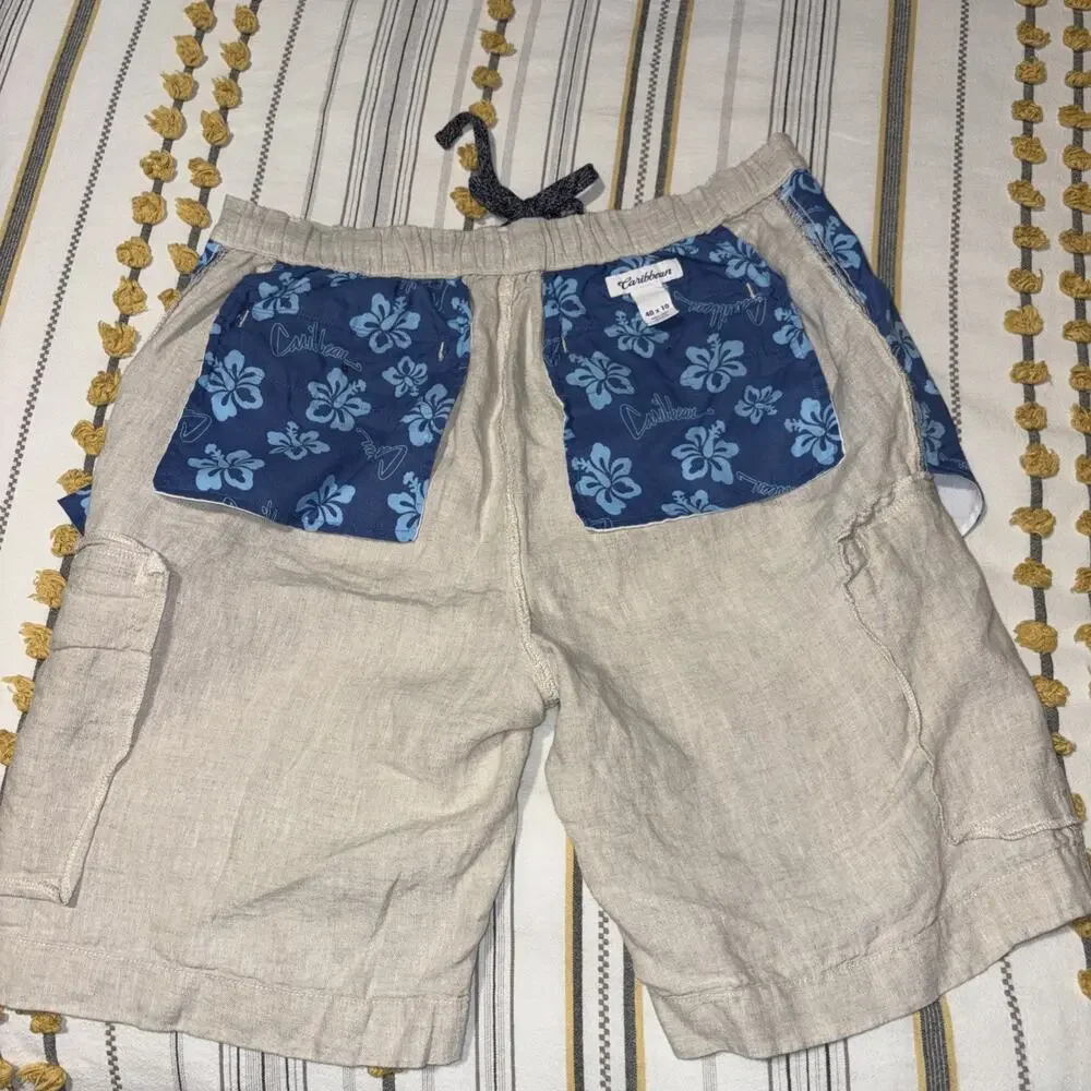 Caribbean Bermuda Shorts 100% Linen, 40 x 10, Resort Wear, Beach, EUC